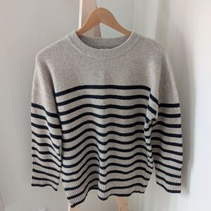 A New Day Striped Oversized Crewneck Sweater In Cream/Black